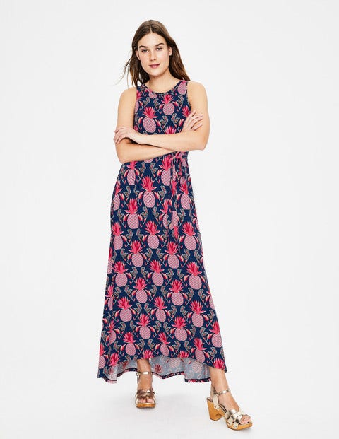 Delphine Jersey Maxi Dress - Navy Tropical Pineapple Delphine Jersey Maxi Dress - Navy Tropical Pineapple