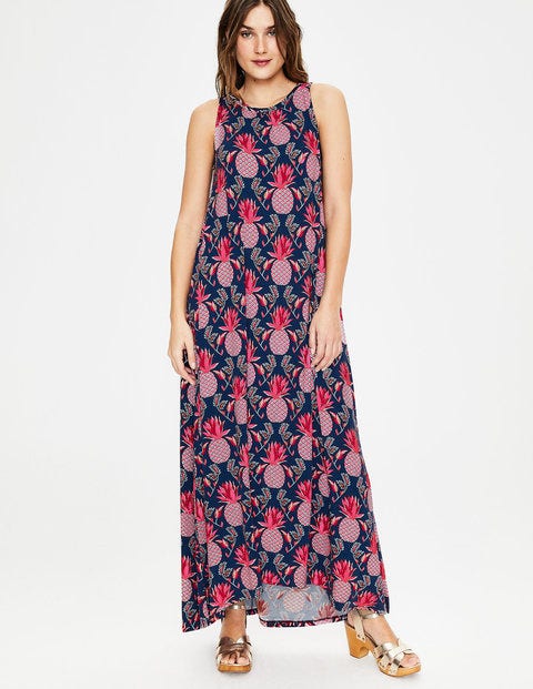 Delphine Jersey Maxi Dress - Navy Tropical Pineapple Delphine Jersey Maxi Dress - Navy Tropical Pineapple