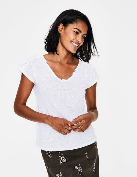 Linen Voop Tee - White Linen Voop Tee - White