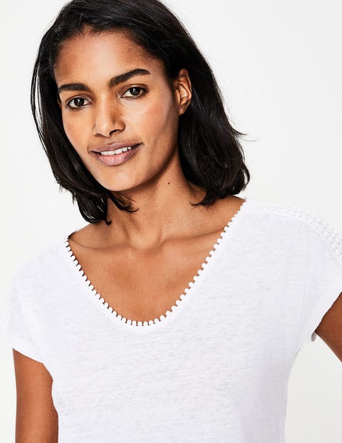 Linen Voop Tee - White Linen Voop Tee - White