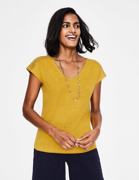 Linen Voop Tee - Dijon Linen Voop Tee - Dijon