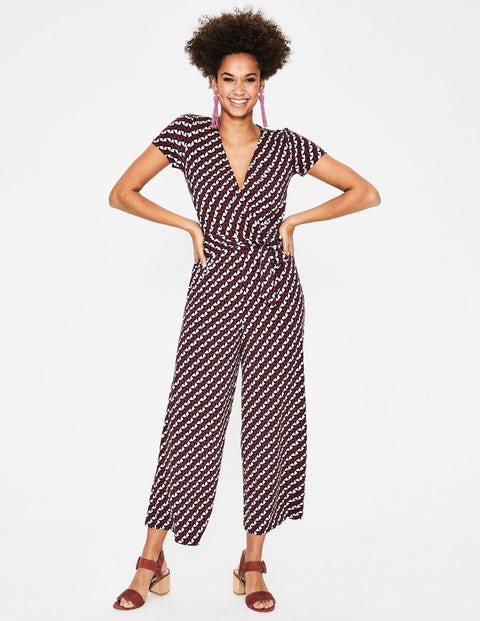 Ellen Jersey-Jumpsuit - Braun, Grafisches Geomuster Ellen Jersey-Jumpsuit - Braun, Grafisches Geomuster