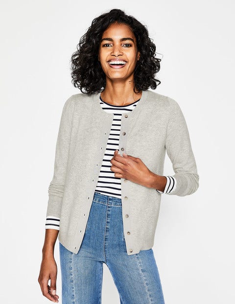 Amelia Crew Cardigan - Silver Melange Amelia Crew Cardigan - Silver Melange