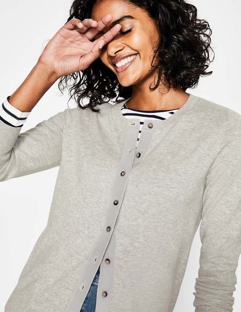 Amelia Crew Cardigan - Silver Melange Amelia Crew Cardigan - Silver Melange