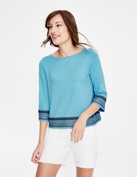 Colette Embroidered Jumper - Heron Blue Colette Embroidered Jumper - Heron Blue