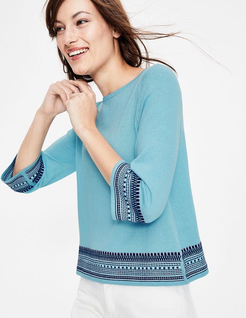 Colette Embroidered Jumper - Heron Blue Colette Embroidered Jumper - Heron Blue