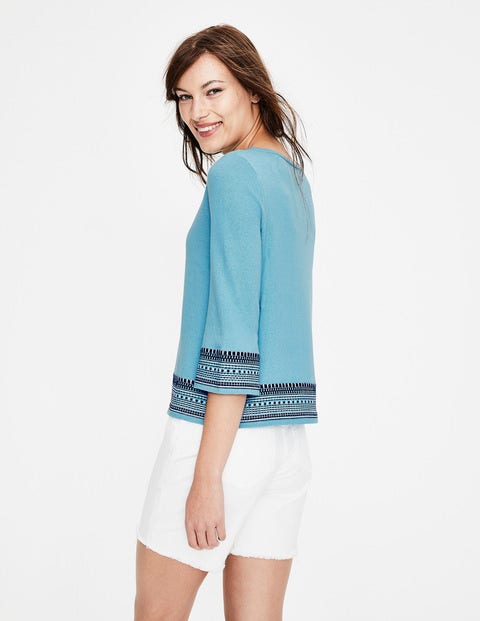 Colette Embroidered Jumper - Heron Blue Colette Embroidered Jumper - Heron Blue