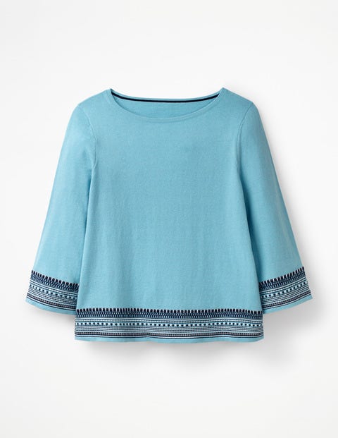 Colette Embroidered Jumper - Heron Blue Colette Embroidered Jumper - Heron Blue