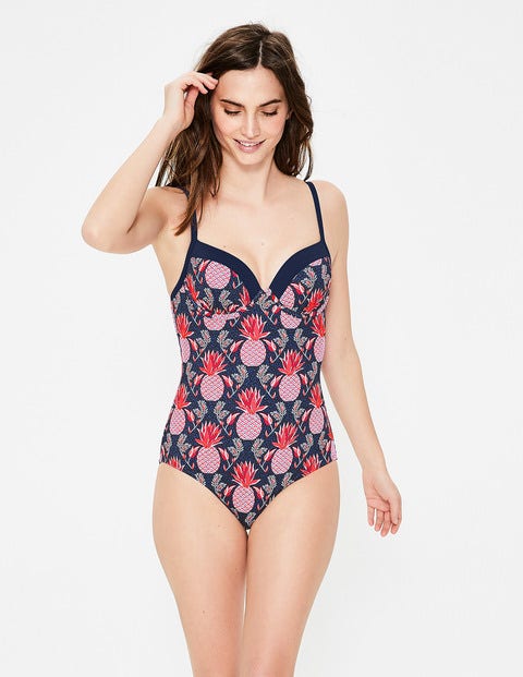 Milos Cup-Size Swimsuit - Navy, Tropical Fruit Milos Cup-Size Swimsuit - Navy, Tropical Fruit