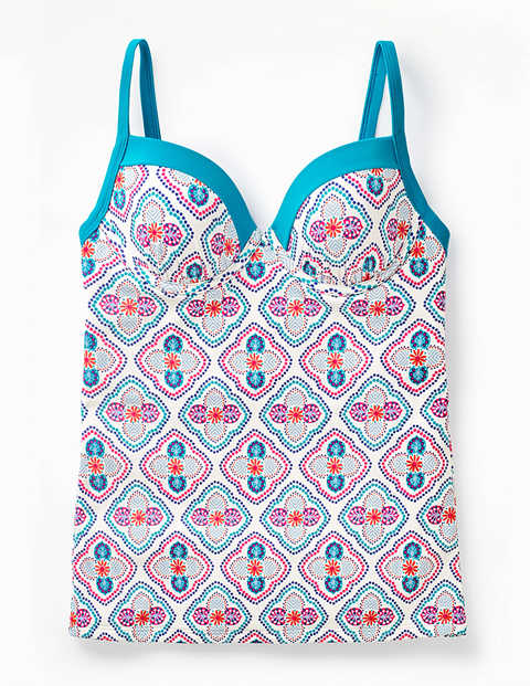 Haut de tankini à bonnets Milos - Ivoire, tuile motif Holiday Haut de tankini à bonnets Milos - Ivoire, tuile motif Holiday
