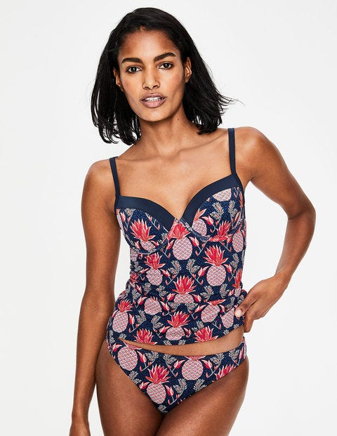 Milos Cup-Size Tankini Top - Navy, Tropical Fruit Milos Cup-Size Tankini Top - Navy, Tropical Fruit
