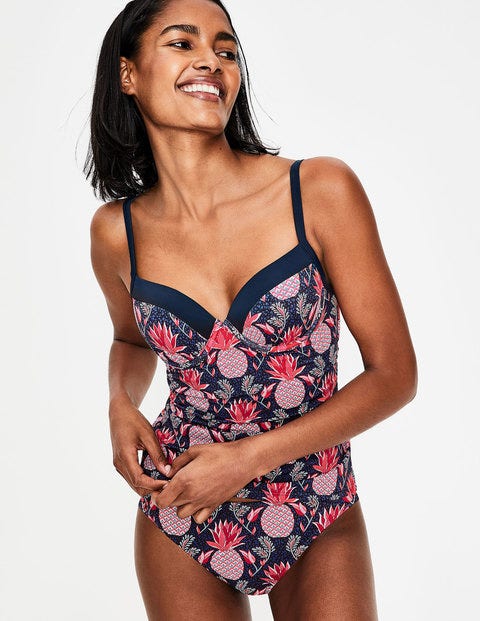 Milos Cup-Size Tankini Top - Navy, Tropical Fruit Milos Cup-Size Tankini Top - Navy, Tropical Fruit