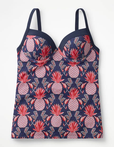 Milos Cup-Size Tankini Top - Navy, Tropical Fruit Milos Cup-Size Tankini Top - Navy, Tropical Fruit