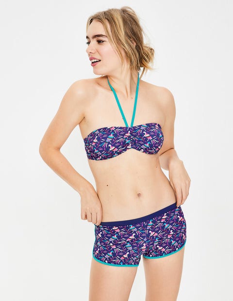 Piping Swim Shorts - Lapis Blue, Bird Otomi Piping Swim Shorts - Lapis Blue, Bird Otomi