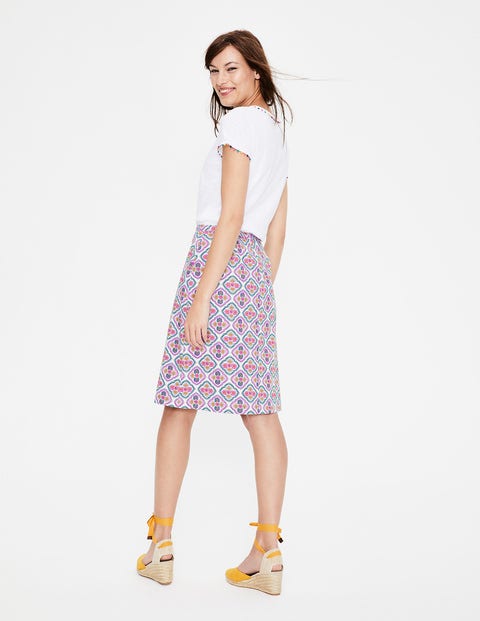 Printed Cotton A-line Skirt - Ivory and Dijon Holiday Tile Printed Cotton A-line Skirt - Ivory and Dijon Holiday Tile