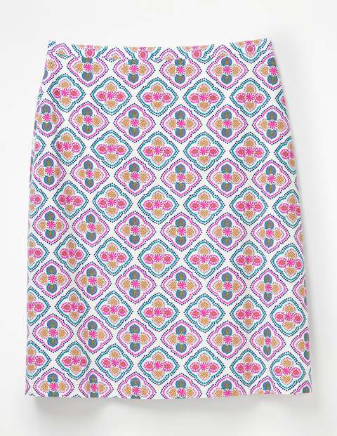 Printed Cotton A-line Skirt - Ivory and Dijon Holiday Tile Printed Cotton A-line Skirt - Ivory and Dijon Holiday Tile