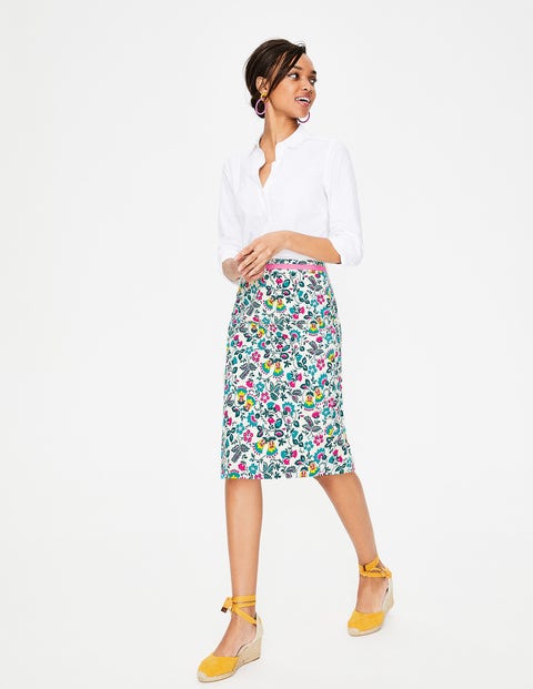 Modern Pencil Skirt - Ivory Exotic Garden Modern Pencil Skirt - Ivory Exotic Garden