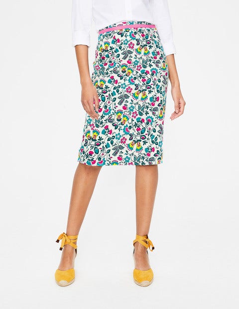 Modern Pencil Skirt - Ivory Exotic Garden Modern Pencil Skirt - Ivory Exotic Garden