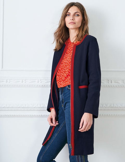 Eadie Textured Coat - Navy (BN357) Eadie Textured Coat - Navy (BN357)