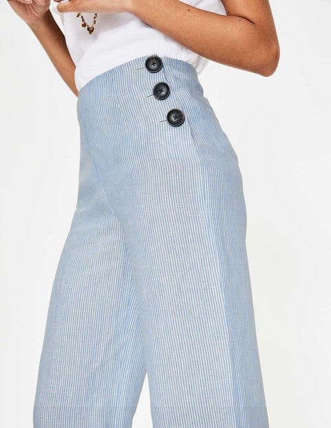 Penzance Linen Trousers - Navy and Ivory Ticking Stripe Penzance Linen Trousers - Navy and Ivory Ticking Stripe