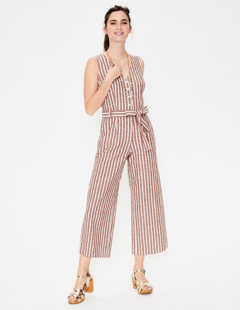 Verity Jumpsuit - Conker and Ivory Stripe Verity Jumpsuit - Conker and Ivory Stripe