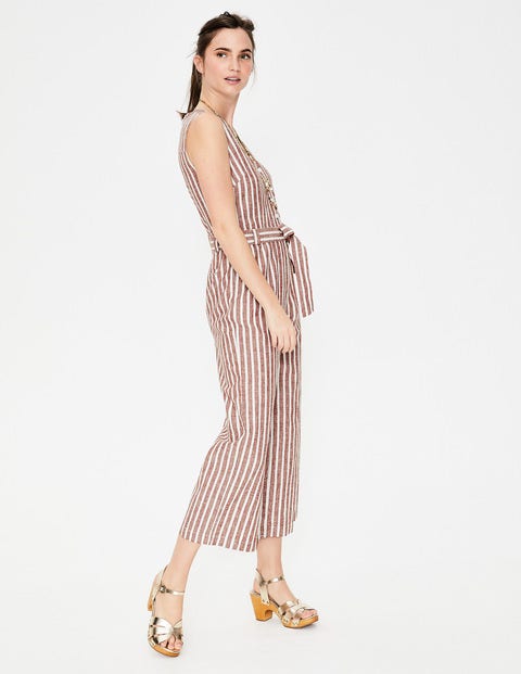Verity Jumpsuit - Conker and Ivory Stripe Verity Jumpsuit - Conker and Ivory Stripe