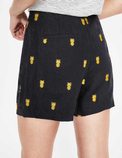 Tropical Embroidered Shorts - Navy Tropical Embroidered Shorts - Navy