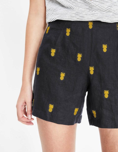 Tropical Embroidered Shorts - Navy Tropical Embroidered Shorts - Navy
