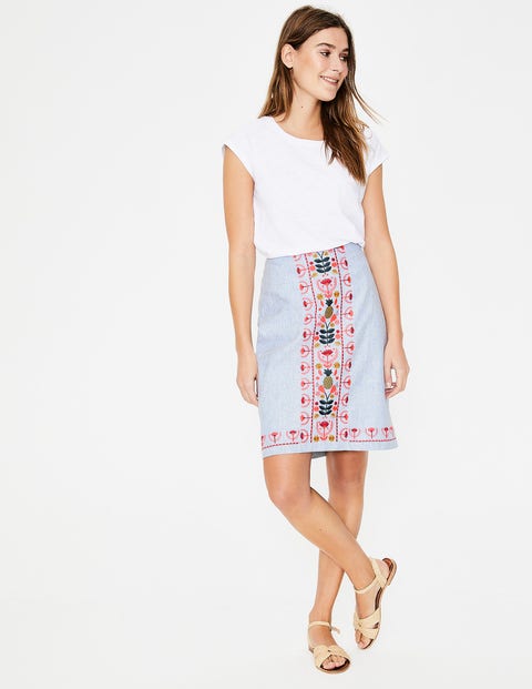 Victoria Embroidered Skirt - Cabin and Ivory Stripe Victoria Embroidered Skirt - Cabin and Ivory Stripe