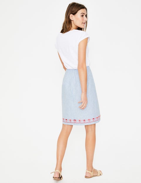 Victoria Embroidered Skirt - Cabin and Ivory Stripe Victoria Embroidered Skirt - Cabin and Ivory Stripe