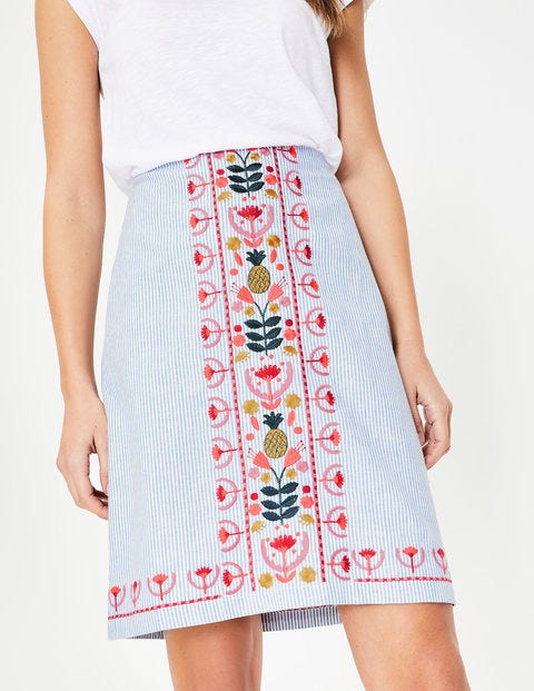 Victoria Embroidered Skirt - Cabin and Ivory Stripe Victoria Embroidered Skirt - Cabin and Ivory Stripe