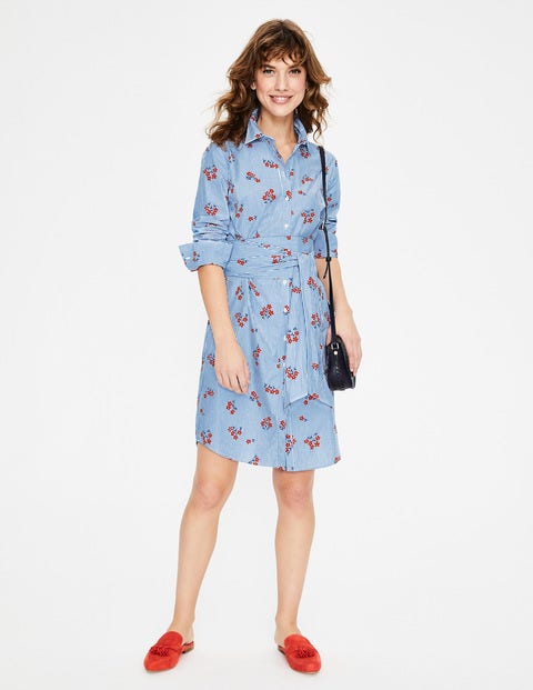 Modern Shirt Dress - Red Pop Scattered Daisy Sprig Modern Shirt Dress - Red Pop Scattered Daisy Sprig