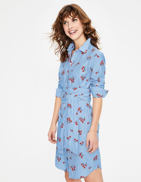 Modern Shirt Dress - Red Pop Scattered Daisy Sprig Modern Shirt Dress - Red Pop Scattered Daisy Sprig
