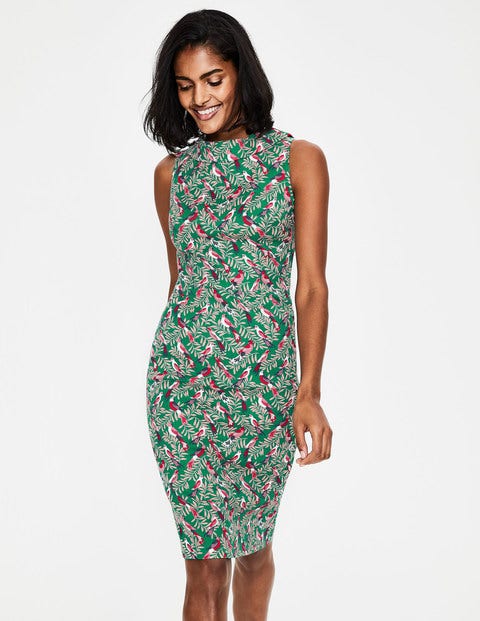 Martha Kleid Mit Ziernaht - Waldgrün, Tropischer Dschungel Martha Kleid Mit Ziernaht - Waldgrün, Tropischer Dschungel