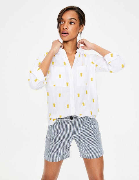 Linen Shirt - Pineapple Embroidery Linen Shirt - Pineapple Embroidery