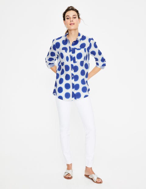Linen Shirt - Lapis, Ikat Spot Linen Shirt - Lapis, Ikat Spot