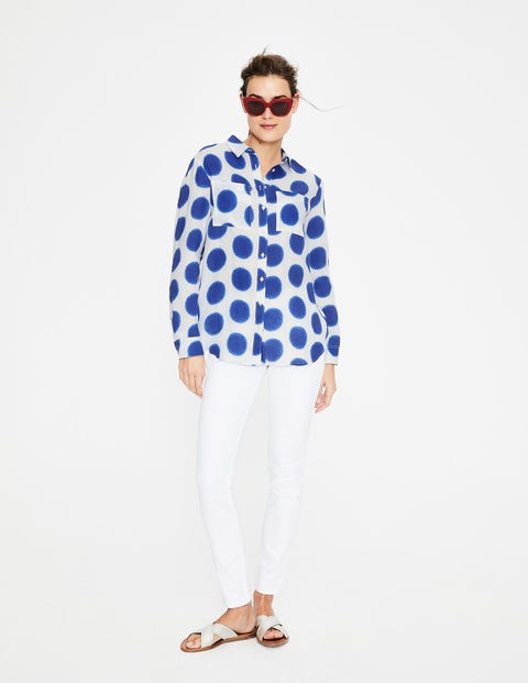 Linen Shirt - Lapis, Ikat Spot Linen Shirt - Lapis, Ikat Spot