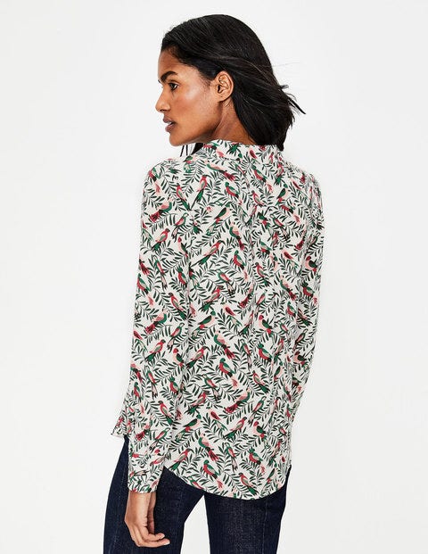 Tabitha Silk Shirt - Ivory Tropical Jungle Tabitha Silk Shirt - Ivory Tropical Jungle
