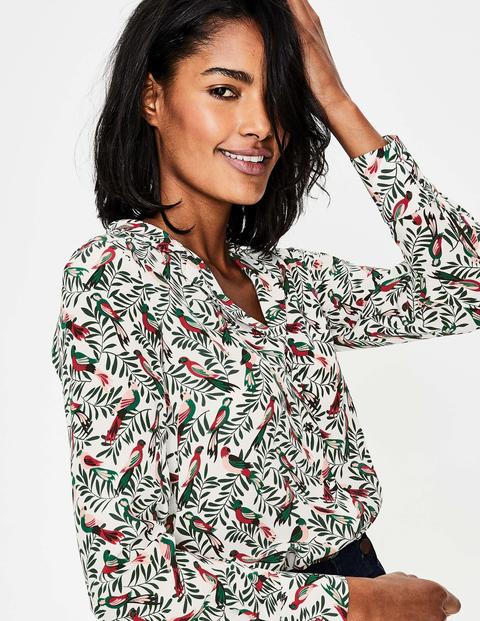 Tabitha Silk Shirt - Ivory Tropical Jungle Tabitha Silk Shirt - Ivory Tropical Jungle