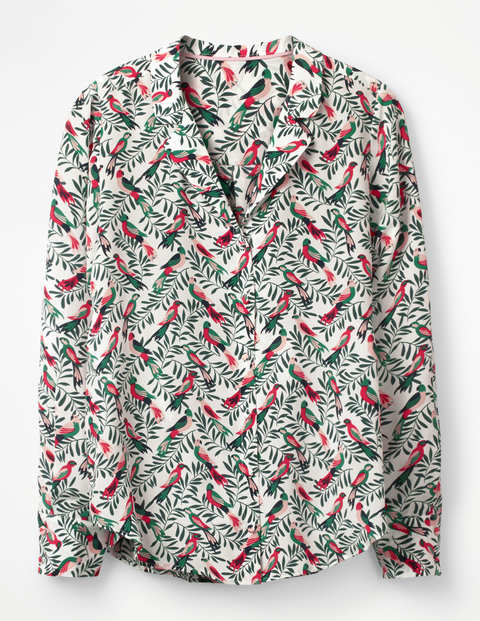 Tabitha Silk Shirt - Ivory Tropical Jungle Tabitha Silk Shirt - Ivory Tropical Jungle