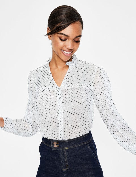Anya Blouse - Ivory Flocked Spot Anya Blouse - Ivory Flocked Spot