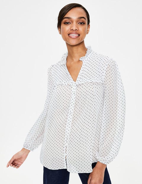 Anya Blouse - Ivory Flocked Spot Anya Blouse - Ivory Flocked Spot