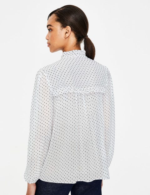 Anya Blouse - Ivory Flocked Spot Anya Blouse - Ivory Flocked Spot