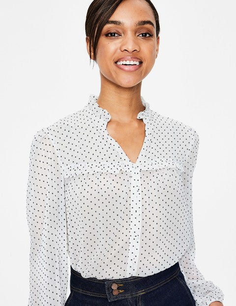 Anya Blouse - Ivory Flocked Spot Anya Blouse - Ivory Flocked Spot