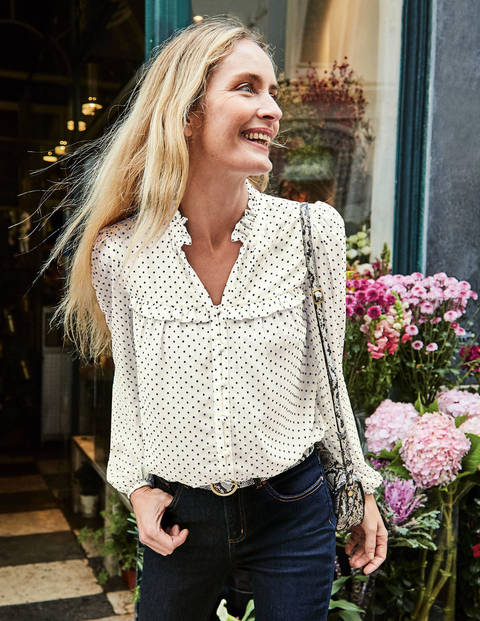 Anya Blouse - Ivory Flocked Spot Anya Blouse - Ivory Flocked Spot