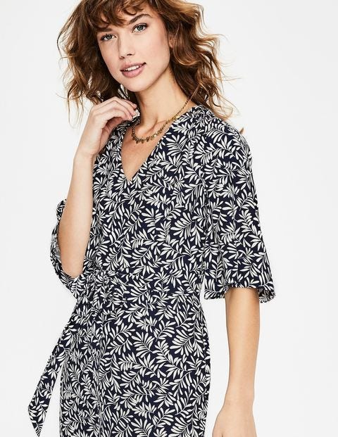Ines Dress - Navy Olive Branch Ines Dress - Navy Olive Branch
