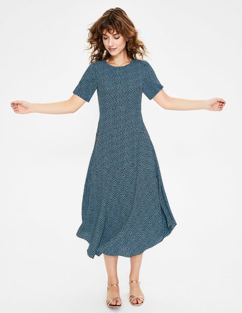 Renee Midi Dress - Navy & Heron Blue Puff Renee Midi Dress - Navy & Heron Blue Puff