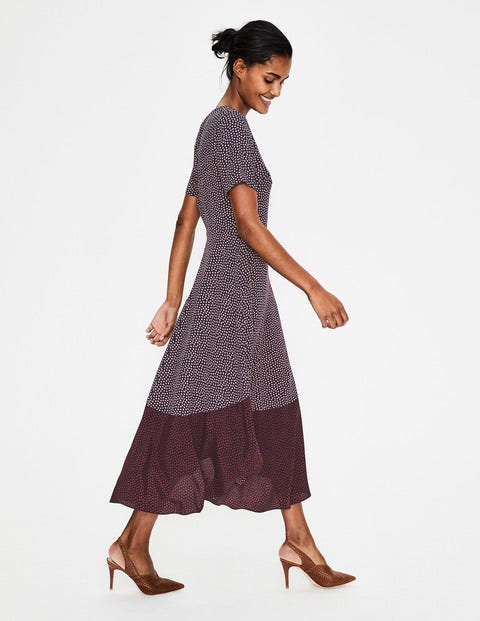 Renee Midi Dress - Navy Colourblock Spot Renee Midi Dress - Navy Colourblock Spot