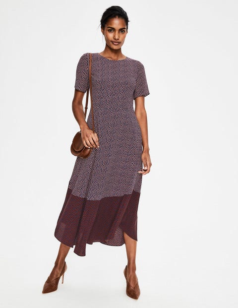 Renee Midi Dress - Navy Colourblock Spot Renee Midi Dress - Navy Colourblock Spot