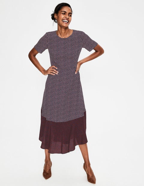 Renee Midi Dress - Navy Colourblock Spot Renee Midi Dress - Navy Colourblock Spot